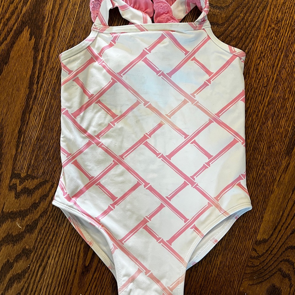TBBC 2T Pink and White Patterned Swimsuit